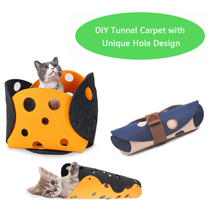 Cat Tunnel Cat Toy Felt Pom Splicing Deformable