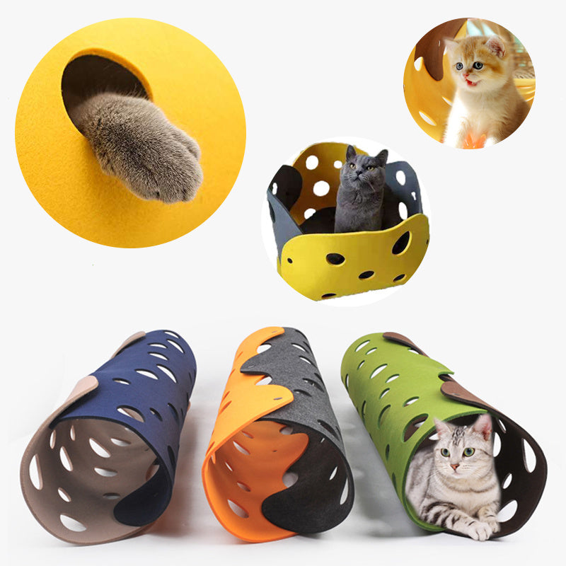 Cat Tunnel Cat Toy Felt Pom Splicing Deformable